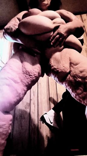 What&#039;s This Naked Whore Doing? Paddling Her Tits with a Wooden Spoon and Masterbated and Cums to the Fucking Moon