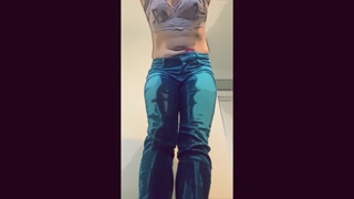 Public Pee! Tied at Party Desperate Teenie Pees Pants! HOT 18 Wetting