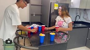 I seduce my stepsister in a wild sex game &mdash;  she lets me fuck her and I cum on her sexy tits