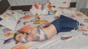 struggling while i am hogtied and gagged with tape