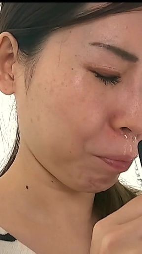 Chinatsu Hashino Stimulating Her Nose to Produce Mucus and Taste It