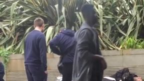 Manc Scally Guy wirh hands down on his cock in public