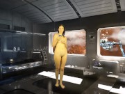 Bathroom Piss. Naked reading. High tech room in cosmos. Julia V Earth.