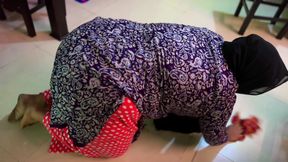 The Beautiful Hot Malaysian Muslim Hijab stepmother gets stuck inside the tea table while cleaning &amp; Gets Rough Ass Fucking