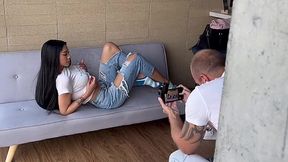 BTS quickie with a sexed-up Latina who'd fuck literally anyone