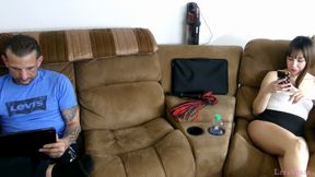 Step Daughter Lita almost gets caught by un-aware step-daddy Bradley Strong