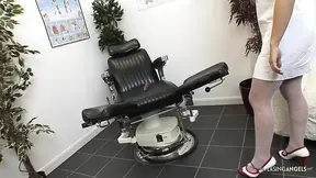 Nurse masturbates with a glass toy before riding a stiff pecker