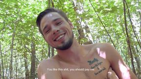 Good-looking Euro amateur rides cock in the woods