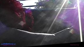 Unfiltered MILF in sheer red top &mdash;  braless and wild as she strolls through the streets