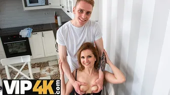 Angry student fucks mature Russian algebra teacher in stockings