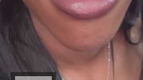 JUICY EBONY LIPS WITH LIPSTICK BLOWING KISSES