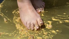 Banana Bread Gone Messy - Food Smushing Foot Tease