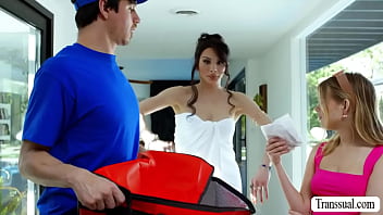 Slut stepdaughter caught by TS stepmom flirting