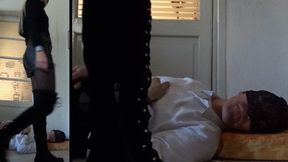 Alice relaxing trampling a carpet (two views)