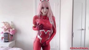 Sexy Zero Two Cosplay Try-On & Striptease!