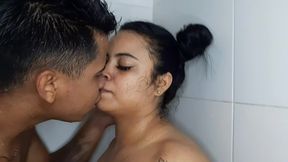 My stepsister interrupts my shower. Part 1. I put my lnegua in her pussy