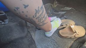 Chrissy socks in car 2