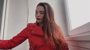 smoking in red leather