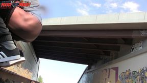 amazing! this twink gets massive anal enema in public - angle 1of3