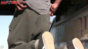 amazing! this twink gets massive anal enema in public - angle 1of3