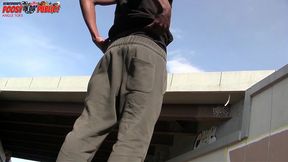 amazing! this twink gets massive anal enema in public - angle 1of3