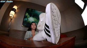 Jen slow sneaker removal and dirty sock tease pt 1 - MOV