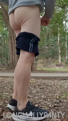 Straight guy walks around with his erect cock out in public