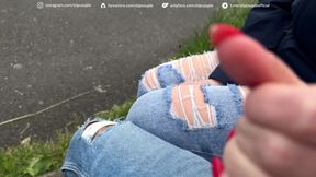 Started on a Bench, Ended at the Pier - No Regrets - Super risky public sloppy Handjob