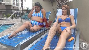 Poolside Piggy - Weight Gain Tease & Body Contrast Featuring Nadya BBW
