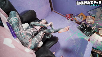 Tattoo model livestream with ANAL masturbation