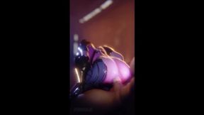 Futanari Wife grinds on huge animated cock