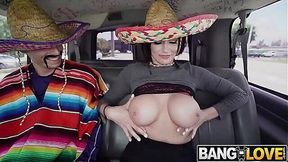 Big-titted Becky Bandini rides cock on Cinco de Mayo!