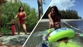 Sexy - Latina Lifeguard Valerie Kay Rescues A Big Black Cock
