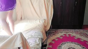 Sweet shemale posing gently in soft candle light