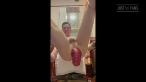 A Hot Video with a Huge Anal Prolapse in the Bathroom