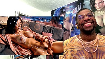 Big Breast Asian Transgender Cumming Hard All Over Herself, AI Generated