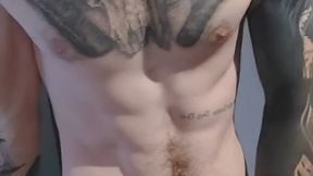 Tatted twink showing lean hairy bodu