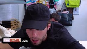 Barista Michael gets caught stealing then fucked bareback by john Vadim