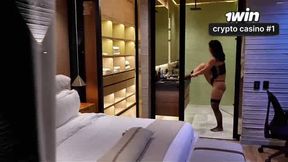 Hot and molten orgy with my kinky stepbrother, who I completed up on top of after he walked into my room for his towel - XXX!