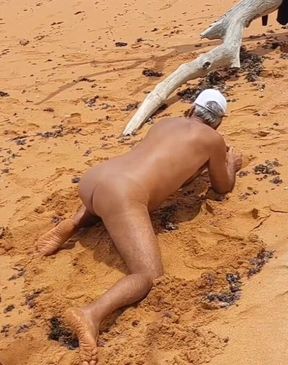 Naked Hot Ladysilva on the Beach Showing off Her Tanned Sexy Ass with a Mark