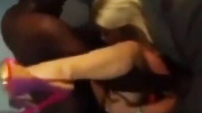 Skinny blonde in high heels hammered by a black guy