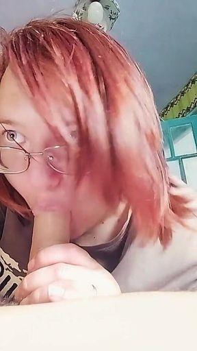 Amateur Girlfriend Blowjob Instead of Cooking - Curvy Brunette with Glasses Sucks and Jerks Cock