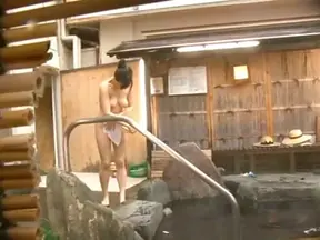 Hot milf Saori Hana masturbates her self in the sauna.