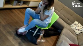 Tied up and  made to smell Megan's socks - part 2