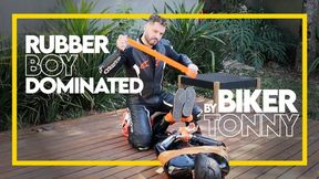 Rubber Boy dominated by Biker Tonny Tape (1080p) Gay Bondage - Gay Domination - Rubber - Tape Bondage - Hogtie - BDSM