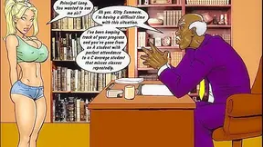 Blonde cheerleader with big tits sucks a monster black cock