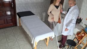Blind patient goes to the doctor for an anal exam.