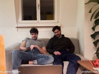 Str8 ally helps homo bro jerking of