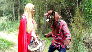 Lexi Lowe as a Little Red Riding Hood met big bad wolf