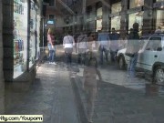 Crazy naked czech girl has fun on public streets